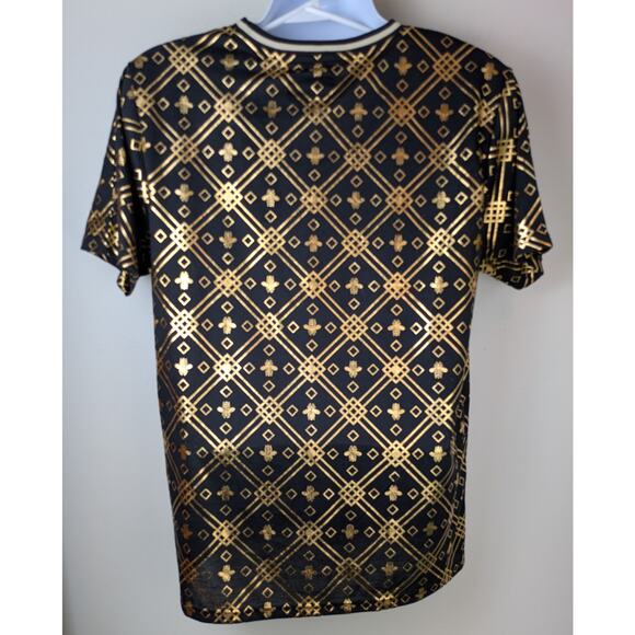 Drill Clothing Co Mens T-Shirt Large Black Gold Geometric Bee Print Streetwear - Picture 2 of 8